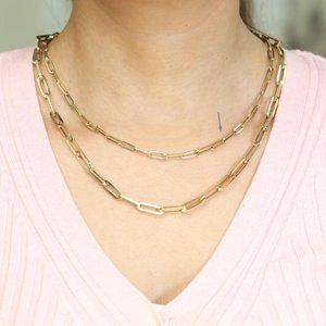 Rachel Koen Small Paper Clip Link Chain Necklace 14K Yellow Gold 18 inches